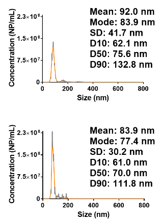 Nanoparticle size distribution